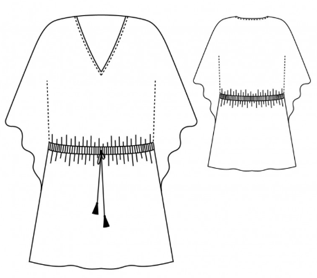schéma du patron de la robe Hélios Atelier Scämmit version courte grandes manches